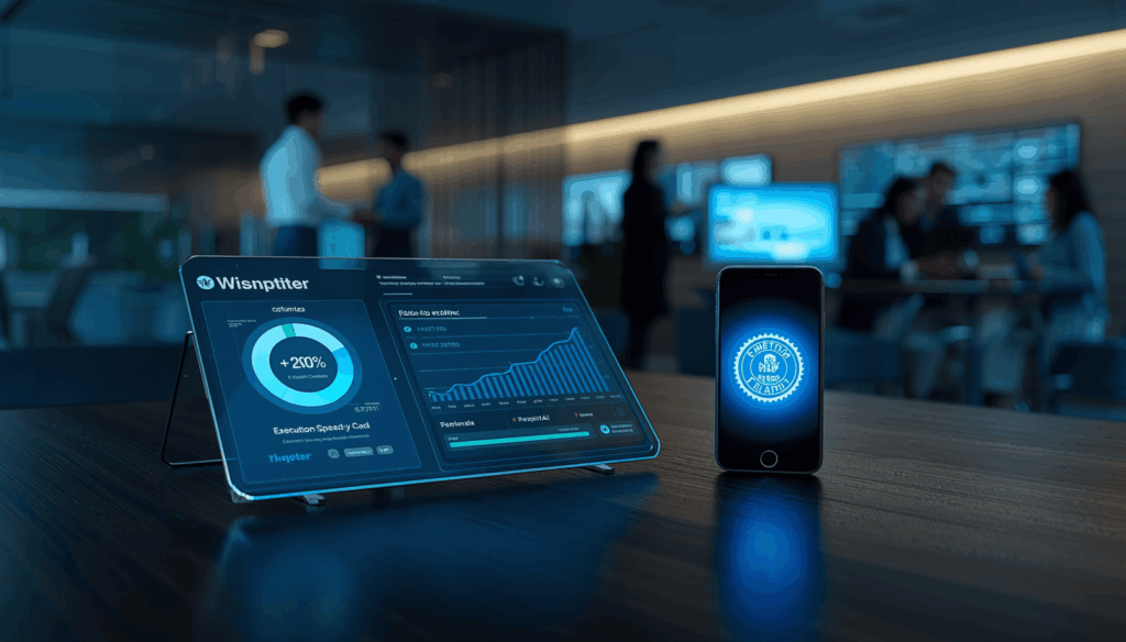Visualisasi infrastruktur kecerdasan otonom Pagii yang menunjukkan peningkatan efisiensi operasional dan penghematan 1.200 jam kerja melalui dashboard AI futuristik